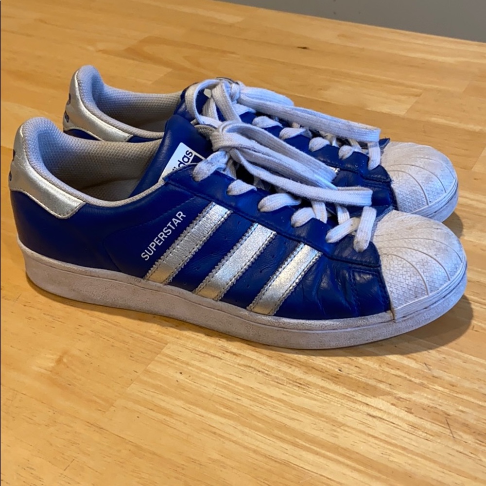 Adidas Superstar Blue & Silver Sneakers Size 8